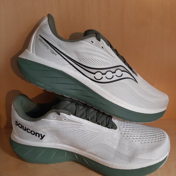 Mens Saucony Ride 18 size 11 white & olive green - Picture 7 of 9